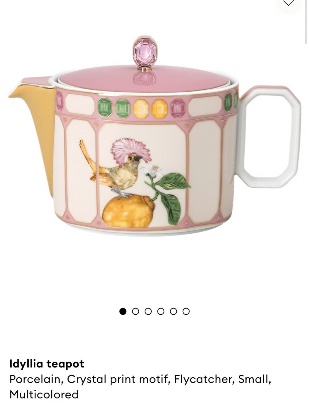 Swarovski Pink Multicolor 'Idyllia' Porcelain Teapot